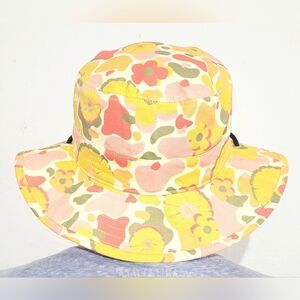 MAD Engine Floral Bucket Hat 100% Cotton Sun Hat with Chin Strap
